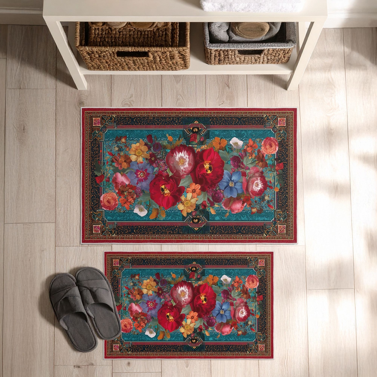 Set covorase de baie, L'essentiel Maison, Asr08, Albastru