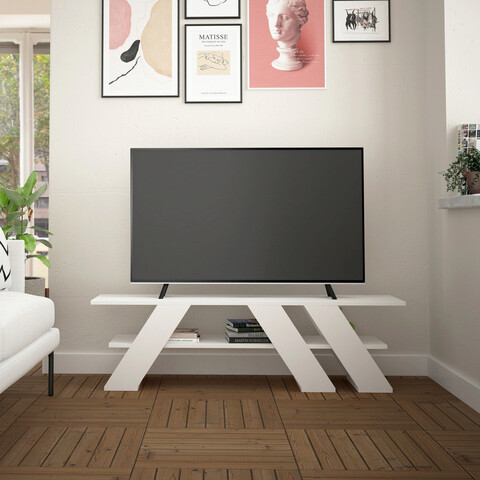 Comoda tv, decortie, fella, 140x40x34 cm, alb