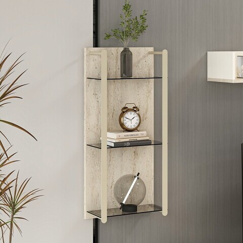 Comoda TV, Hanah Home, Valento, 42x90x18 cm, Piatră Lunii / Travertin