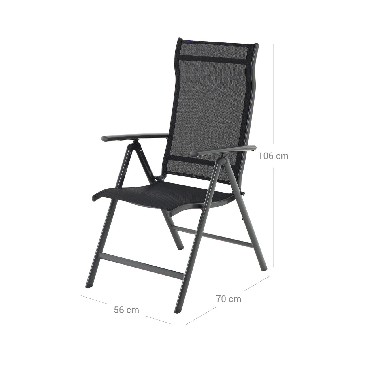 Set 2 sezlonguri pentru gradina/terasa, Songmics, 56x70x106 cm, max 150 kg, aluminiu/tesatura sintetica, negru - 1 | YEO