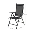 Set 2 sezlonguri pentru gradina/terasa, Songmics, 56x70x106 cm, max 150 kg, aluminiu/tesatura sintetica, negru