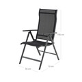 Set 2 sezlonguri pentru gradina/terasa, Songmics, 56x70x106 cm, max 150 kg, aluminiu/tesatura sintetica, negru
