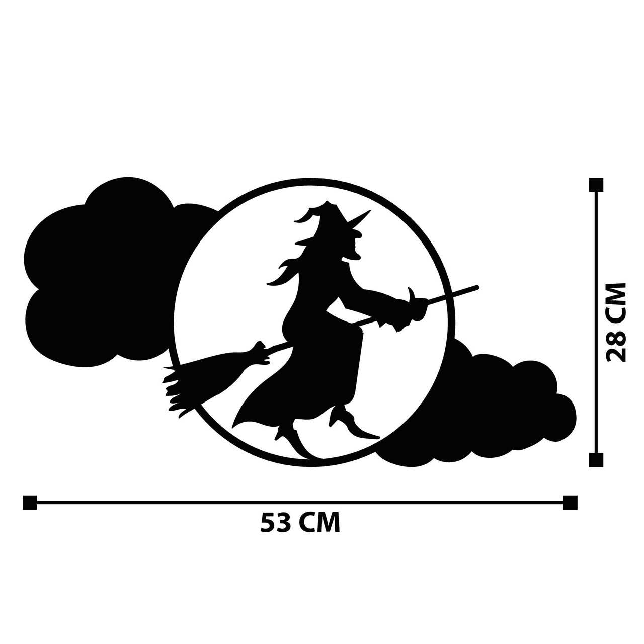 Decoratiune de perete, Halloween 15, Metal, Dimensiune: 53 x 28 cm, Negru