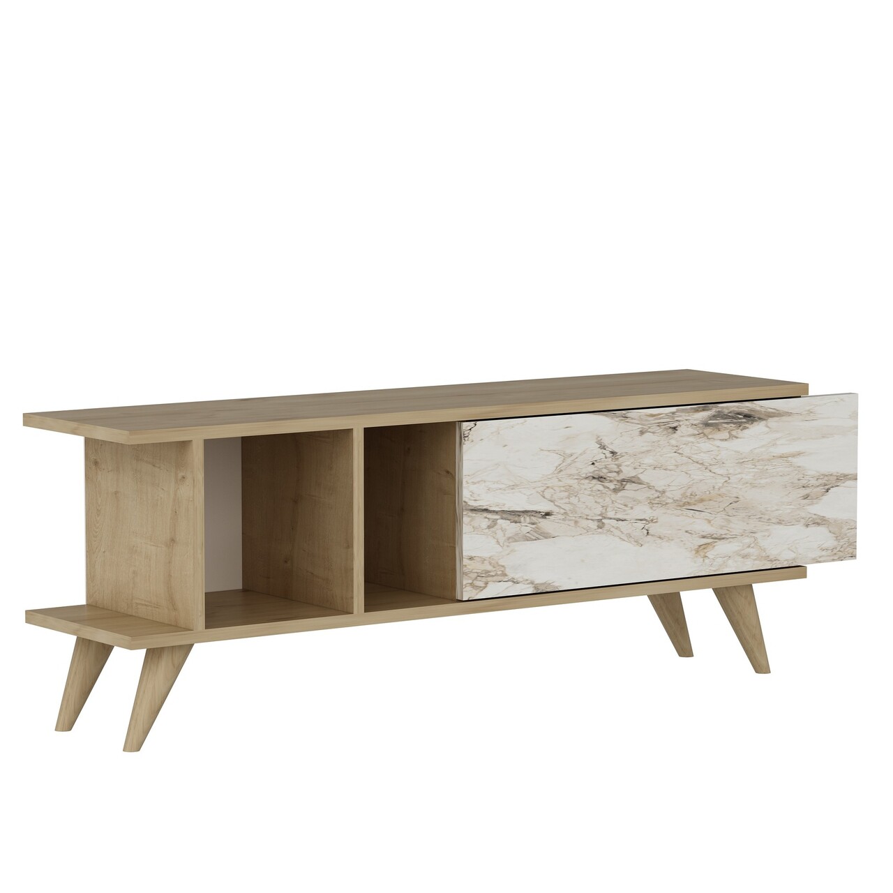 Comoda TV, Odessa, Liberty, 120x30x45 cm, PAL, Stejar safir / marmură - 2 | YEO