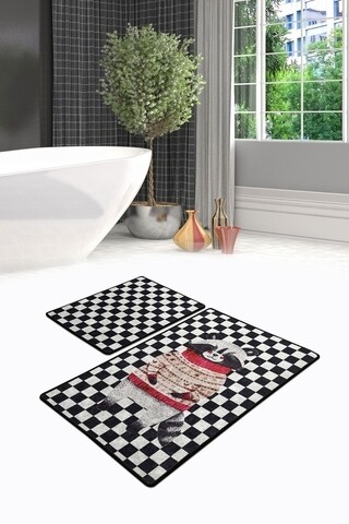 Set 2 covorase de baie Mr. Raccoon, Chilai, 50×60 cm/60×100 cm, multicolor Covoare