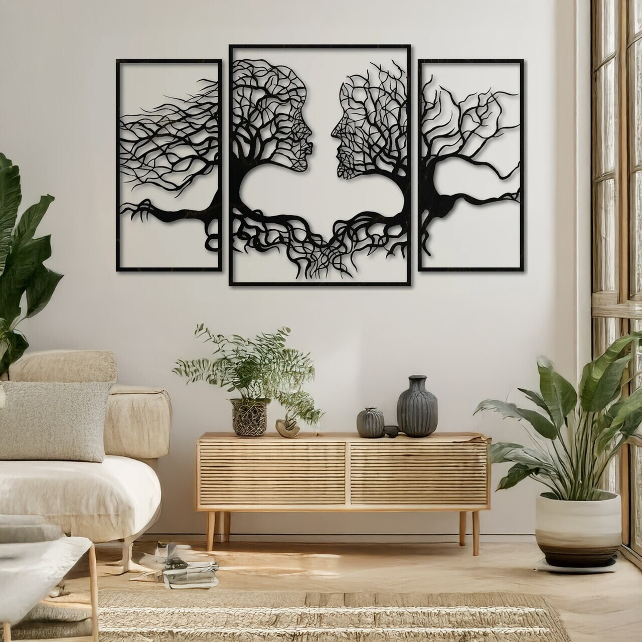 Set de accesorii decorative de perete din metal, DCV-1109-MT, Dimensiune totală: 50 x 90 cm (3 bucăți), Negru — imaginea 2