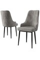 Set scaune 2 piese, Charlotte, Trex, Gri/Negru
