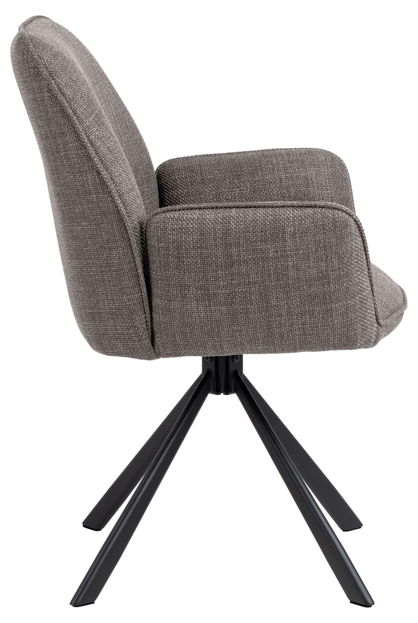 Scaun Glenda, Actona, 61x63x88.5 cm, rotativ, tesatura structurata/otel, gri maro deschis - view 6