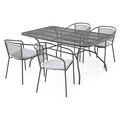 Set mobilier gradina/terasa, 4 scaune cu spatar mediu + masa, Berlin, otel, negru/gri