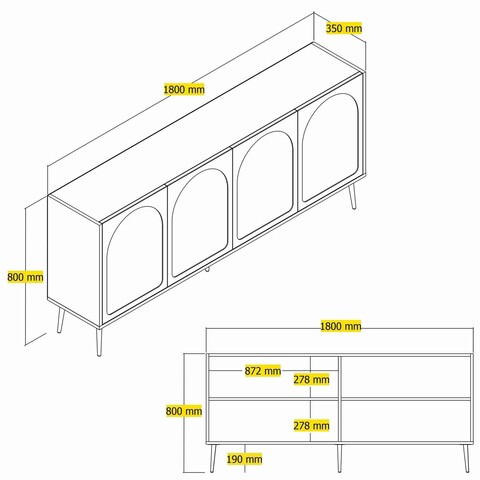 Consola, Hommy Craft, Lyon 80, 180x80x35 cm, PAL, Atlas / Aur