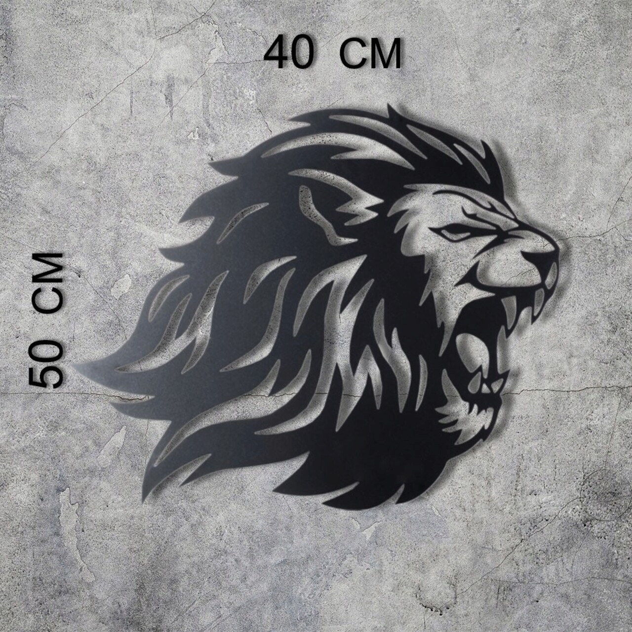 Decoratiune de perete, Roar Lion, Metal, Dimensiune: 40 x 50 cm, Negru - 2 | YEO