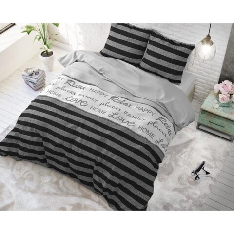 Lenjerie de pat pentru doua persoane, Nina Grey, Royal Textile, 3 piese, amestec bumbac, multicolor