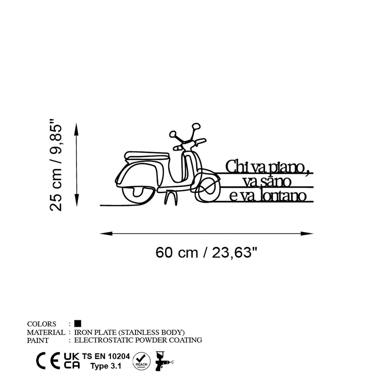 Decoratiune de perete, Lontano 2, Dimensiune: 60 x 25 cm, Negru - view 6