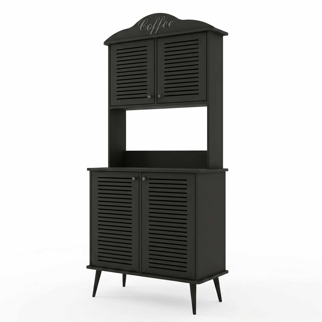Dulap de bar pentru cafea, Hanah Home, Avior 90, 90x170x40 cm, MDF, Negru - view 4