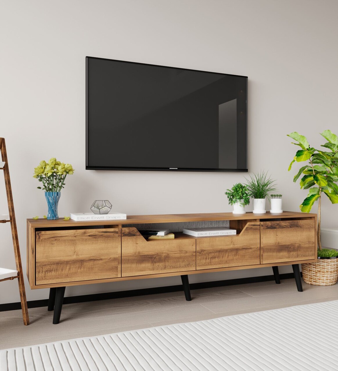 Comoda TV, Hanah Home, Roma 180, 180x48x29.8 cm, PAL, Maro - imagine 2