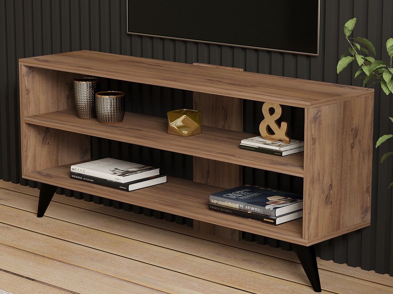 Comoda TV, Puqa Design, One, 120x50x29.6 cm, PAL, Maro - 2 | YEO
