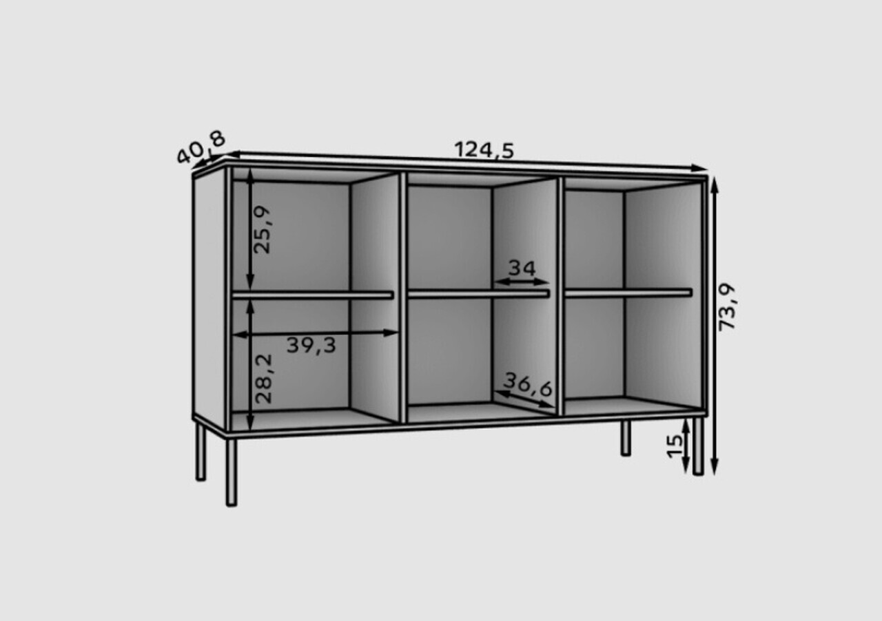 Comoda ADRK, Tili 3D, 124.5x40.8x73.9 cm, PAL laminat, negru — imaginea 8