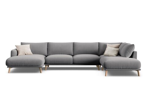 Coltar panoramic dreapta 6 locuri, Naomi, Micadoni Home, 365x235x75 cm, catifea, gri