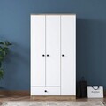 Dulap pentru haine, Rani, BA117, 90x170x42.5 cm, PAL, Nuc/Alb