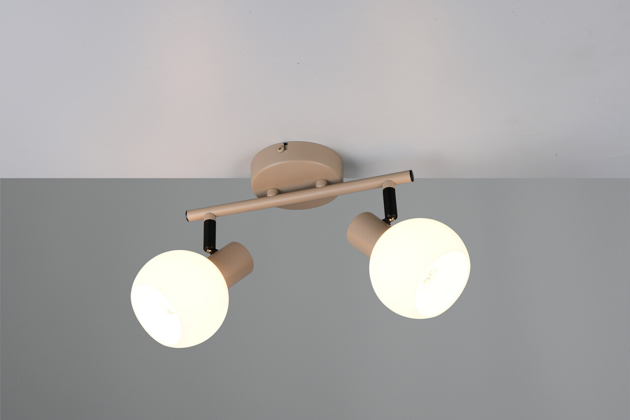 Plafoniera Boba, RL, 25x10x18.5 cm, 10W, 2x E14, metal, bej inchis/alb