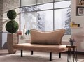 Canapea extensibilă cu 2 locuri, Futon, 859FTN2867, Metal, Maro deschis