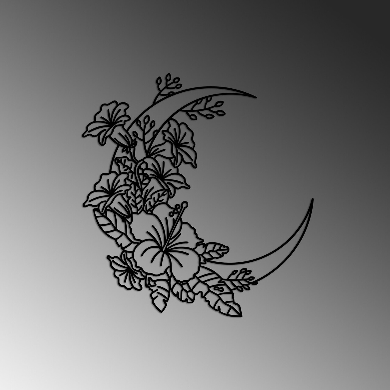 Decoratiune de perete, Flower Moon 1, Dimensiune: 50 x 47 cm, Negru - view 4