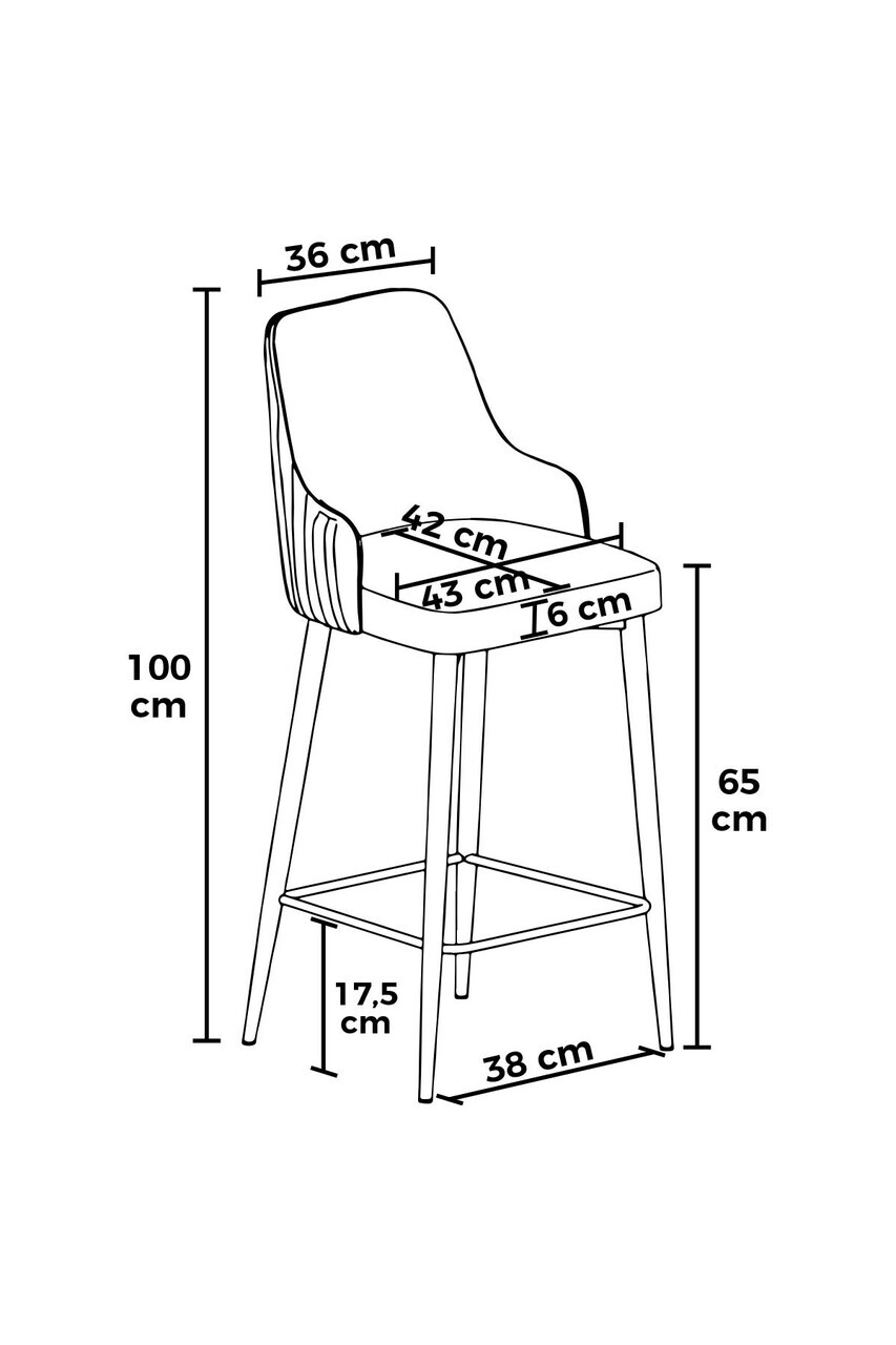 Set scaun de bar (2 bucăți), Hanah Home, Tera, Alb/Negru — imaginea 3