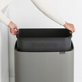 Cos de gunoi cu soft touch, Brabantia, Bo Touch Mineral, 11+23 L, 31.2x54x68 cm, otel, gri