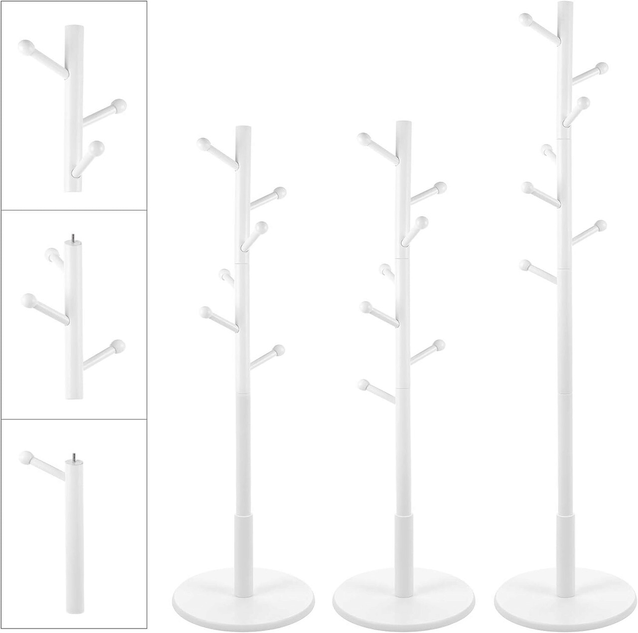 Cuier Tree, Vasagle, 38 x 175 cm, MDF/lemn de arbore de cauciuc, alb - view 5