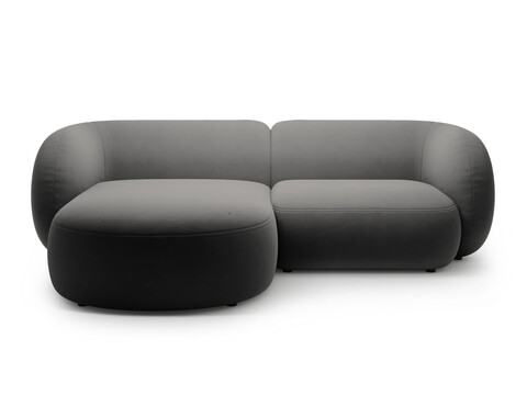 Coltar stanga 2 locuri, Kate, Micadoni, 255x176x76 cm, catifea, gri inchis