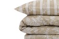 Lenjerie de pat dubla Super King, 3 piese, 220x260 cm, 50x80 cm, 100% bumbac ranforce, Beverly Hills Polo Club, BHPC 013, crem