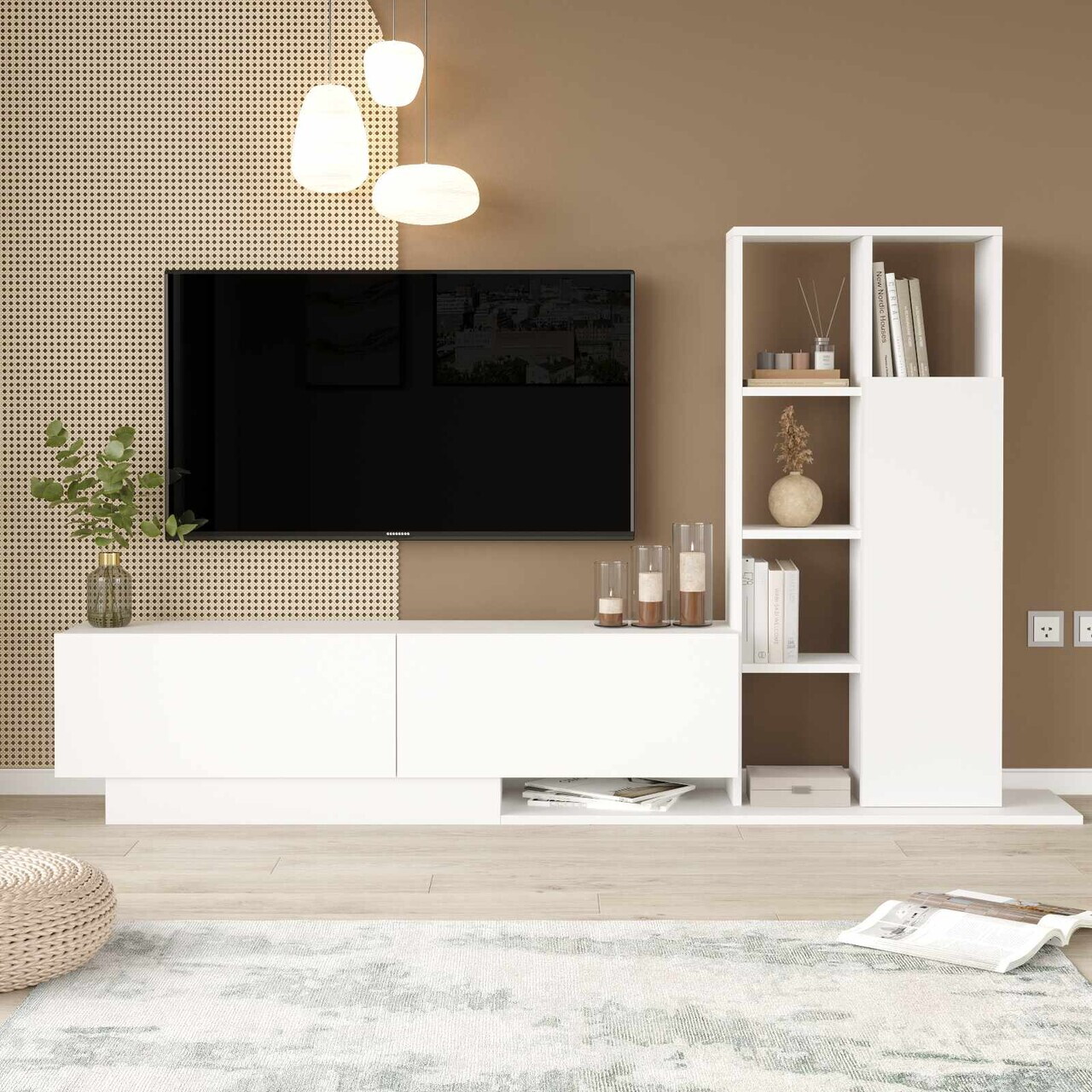 Comoda TV, Hanah Home, For1-W, 201.2x123.6x29.5 cm, PAL, Alb — imaginea 2