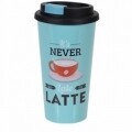 Cana cu capac It's never too late for latte, 450 ml, polipropilena, multicolor