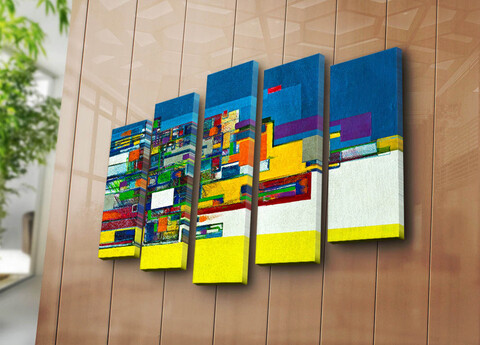 Set 5 tablouri decorative, 5PATK-201, Canvas, 19 x 70 cm, Multicolor Canvart