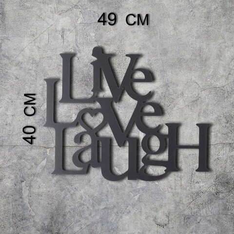 Decoratiune de perete, Live Love Laugh, Metal, Dimensiune: 40 x 49 cm, Negru
