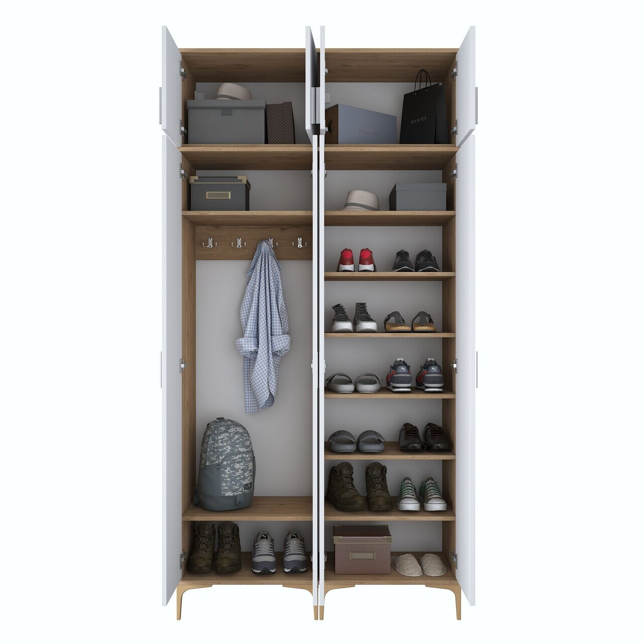 Cuier de perete, Hanah Home, EA161, 120x240x37.5 cm, PAL melaminat, Nuc/Alb - view 10