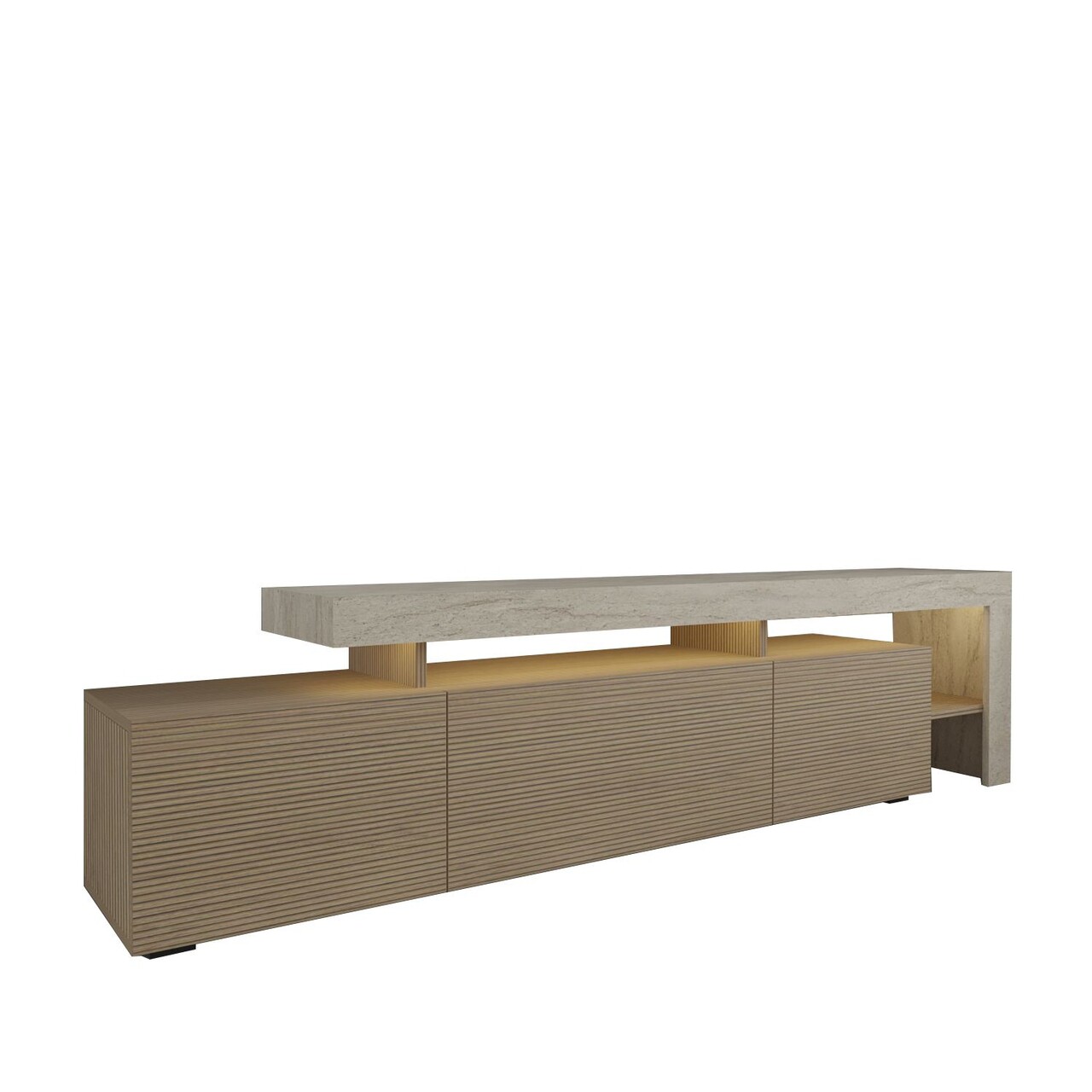Comoda TV, Hanah Home, Beliz, 192x53x37 cm, Travertin / Stejar cald - view 6