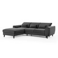 Coltar extensibil stanga 4 locuri ELTAP, Foble, 267x196x100 cm, lemn/poliester, gri inchis