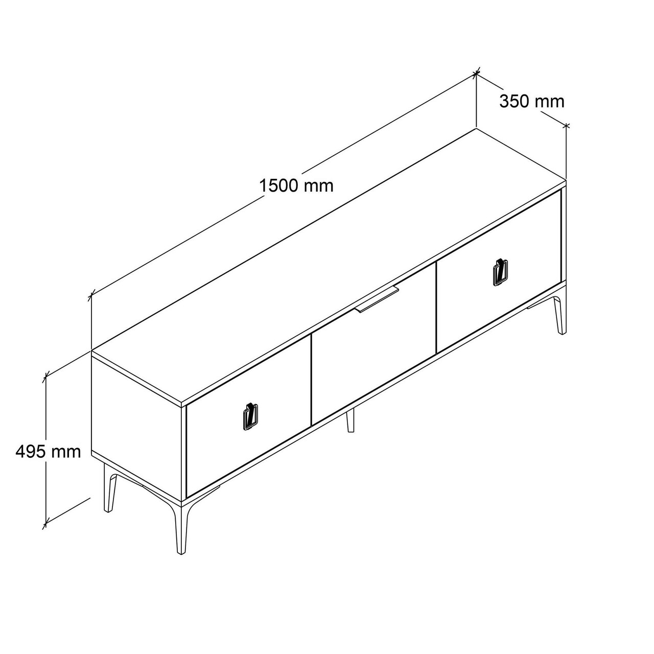 Comoda TV, Hanah Home, 3503 Neva, 150x49.5x35 cm, PAL, Maro