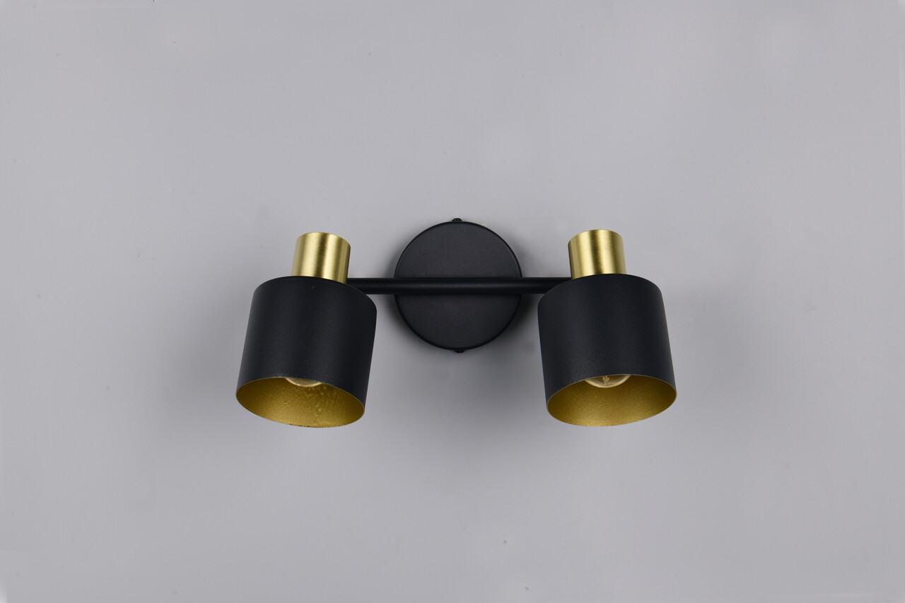 Plafoniera Eva, TRIO, 36.5x10x19 cm, 10W, 2x E14, metal, negru/auriu