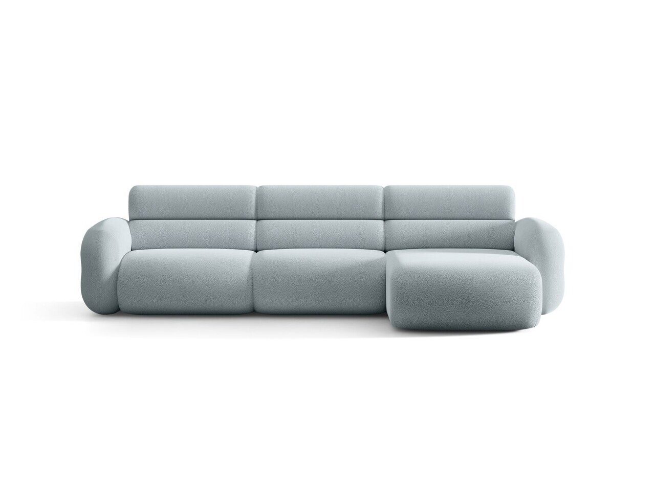 Coltar dreapta 4 locuri, Neo, Micadoni Home, 305x165x83 cm, tesatura Boucle, albastru deschis