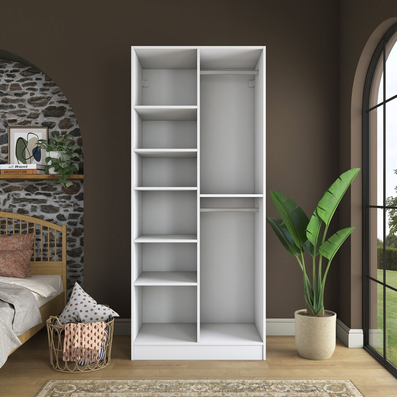 Dulap pentru haine, Hanah Home, BA222, 90x210x57.5 cm, PAL melaminat, Alb - view 9
