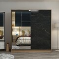 Dulap pentru haine, Minerva, Kale, 180x210x52 cm, PAL, Dore / Negru