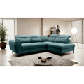 Coltar extensibil dreapta 4 locuri ELTAP, RT-38VE, Noble, 255x201x100 cm, lemn/poliester, verde