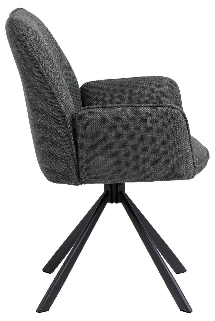 Scaun Glenda, Actona, 61x63x88.5 cm, rotativ, tesatura structurata/otel, gri inchis - view 6