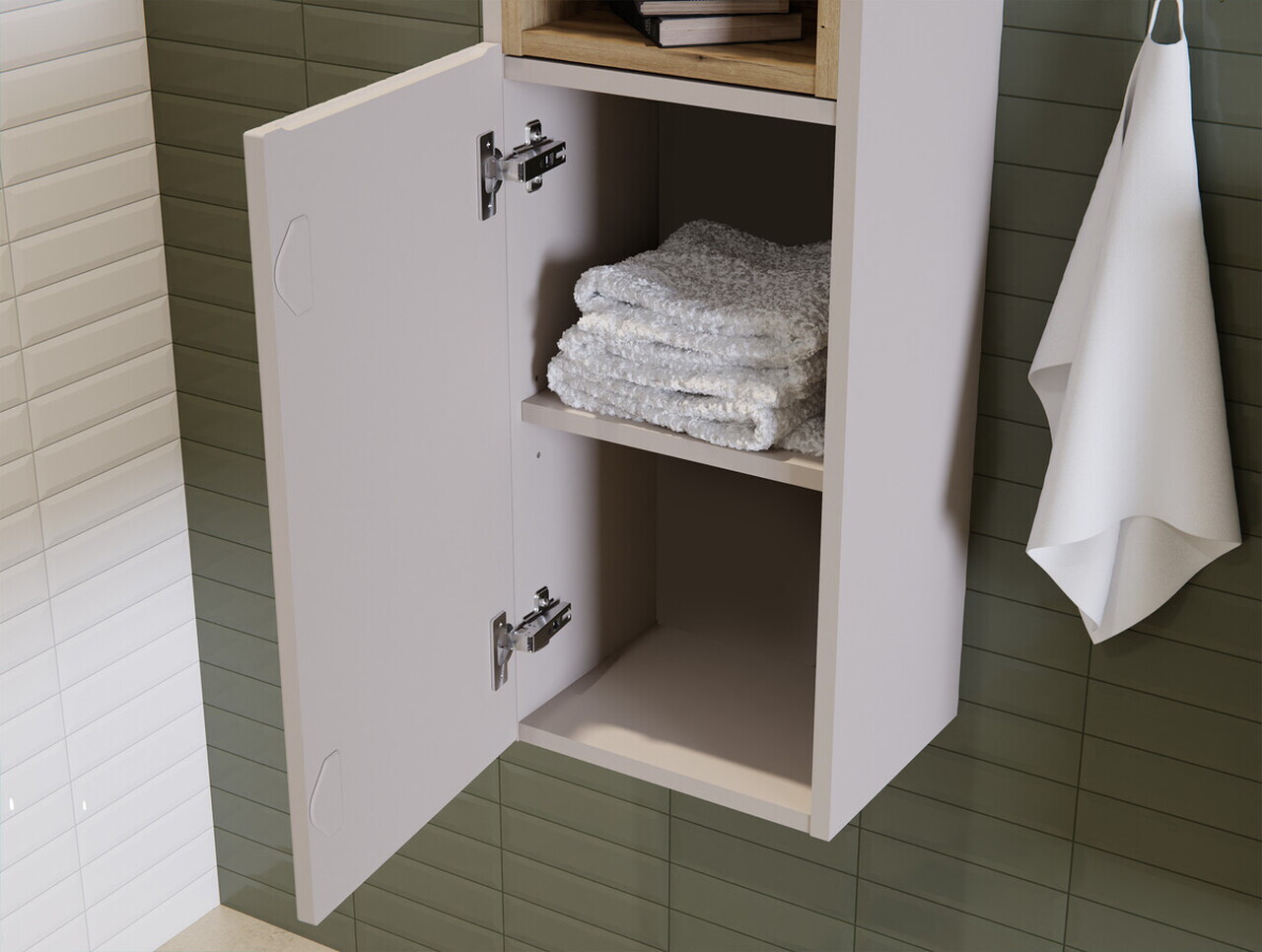 Dulap inalt cu usi, cu fixare pe perete, Nova Cashmere, Comad, 30x25x140 cm, MDF/PAL laminat, casmir mat — imaginea 10