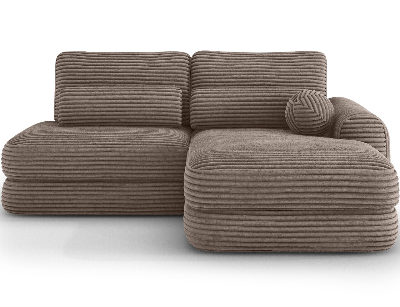 Coltar extensibil dreapta 3 locuri ELTAP, Ripeli, 217x175x96 cm, lemn/catifea din poliester, maro deschis — imaginea 4