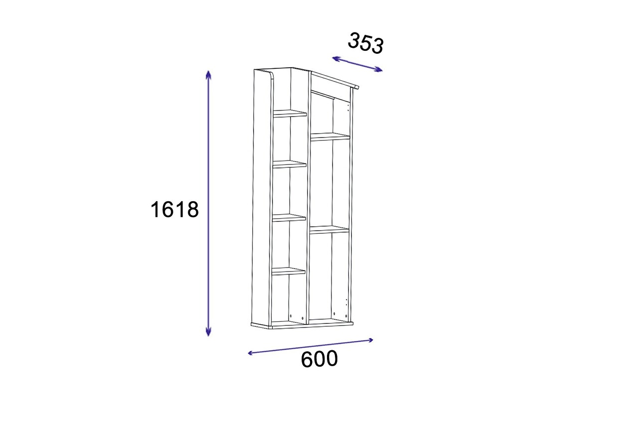 Corp biblioteca, Arnetti, Valerin, 60x161.8x35.3 cm, PAL, Pin Atlantic / Antracit