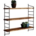 Raft de perete, Evila Originals, Wr088, 60x57x15 cm, Lemn masiv, Nuc negru
