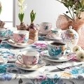 Set 2 cesti cu farfurie pentru cafea, Paradise Blue, Brandani, 90 ml, portelan